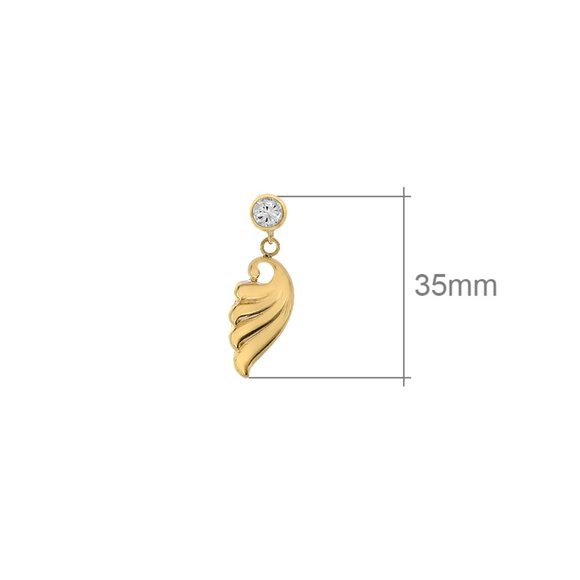 2.00 Ct. tw. CZ Decorated With Wings Dangle Earrings 14K Gold - Picture 4 of 4